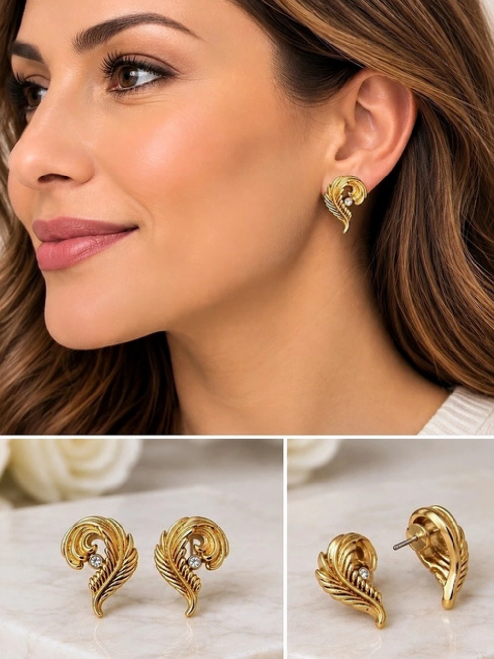 Gold Tone Statement Earrings Like New